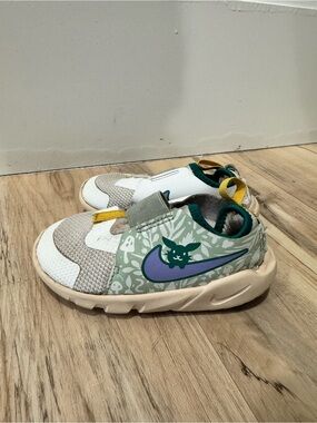 Nike Kids Slip-On Sneakers in Green, Purple and Cream
